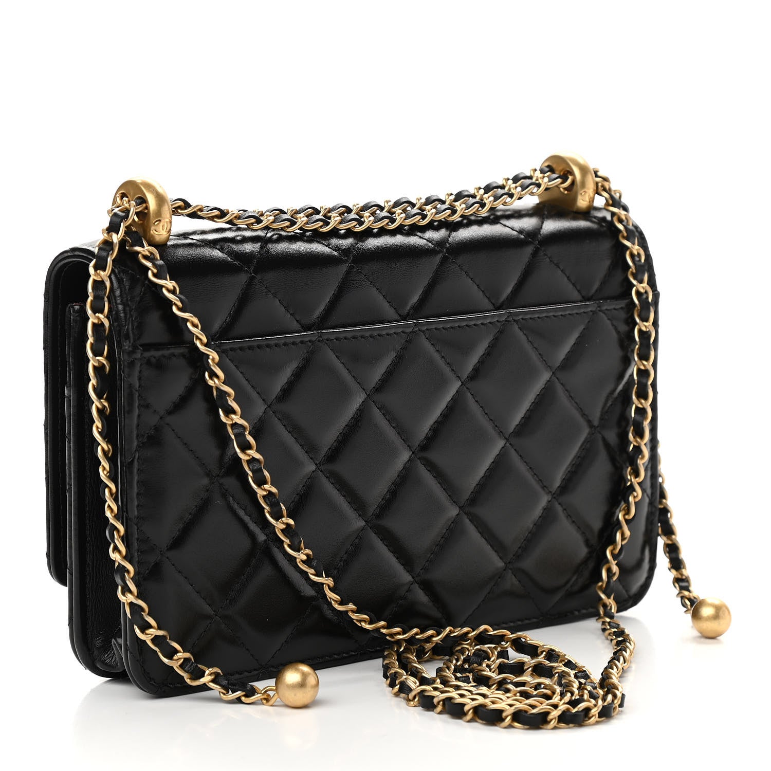 Chanel Calfskin Quilted Perfect Fit Wallet On Chain WOC Black 3 of 12