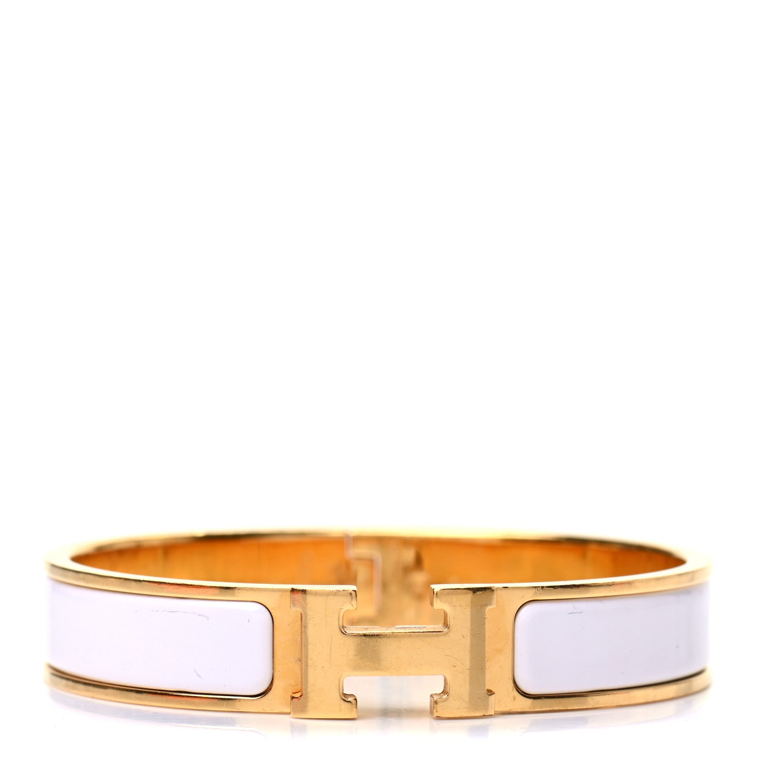 Hermes Enamel Narrow Clic Clac H Bracelet PM White 1 of 5