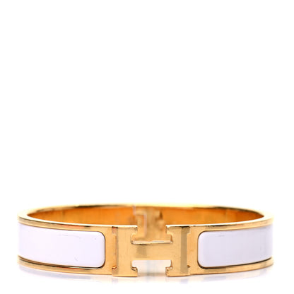 Hermes Enamel Narrow Clic Clac H Bracelet PM White 1 of 5