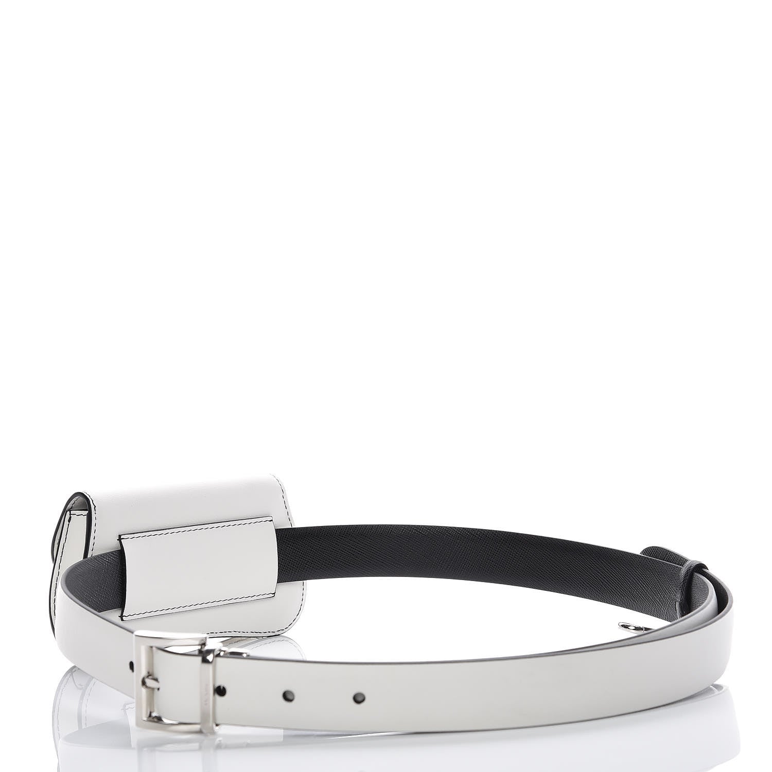 Prada City Calfskin Micro Sidonie Belt Bag 85 34 White Black 4 of 6