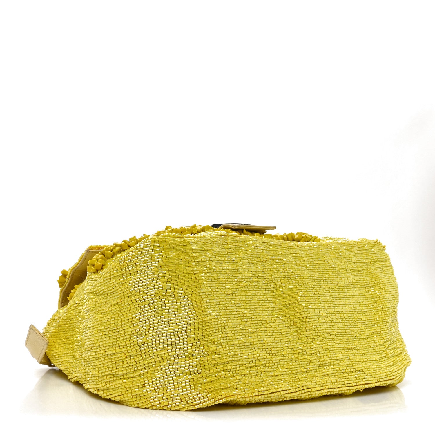 Fendi Rolling Stone Vitello Seta Bead Embroidered Mama Baguette Giallo 4 of 11