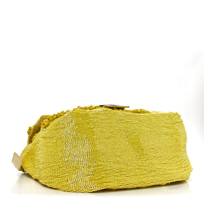 Fendi Rolling Stone Vitello Seta Bead Embroidered Mama Baguette Giallo 4 of 11