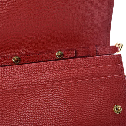 Prada Saffiano Metal Oro Chain Wallet Fuoco 9 of 14