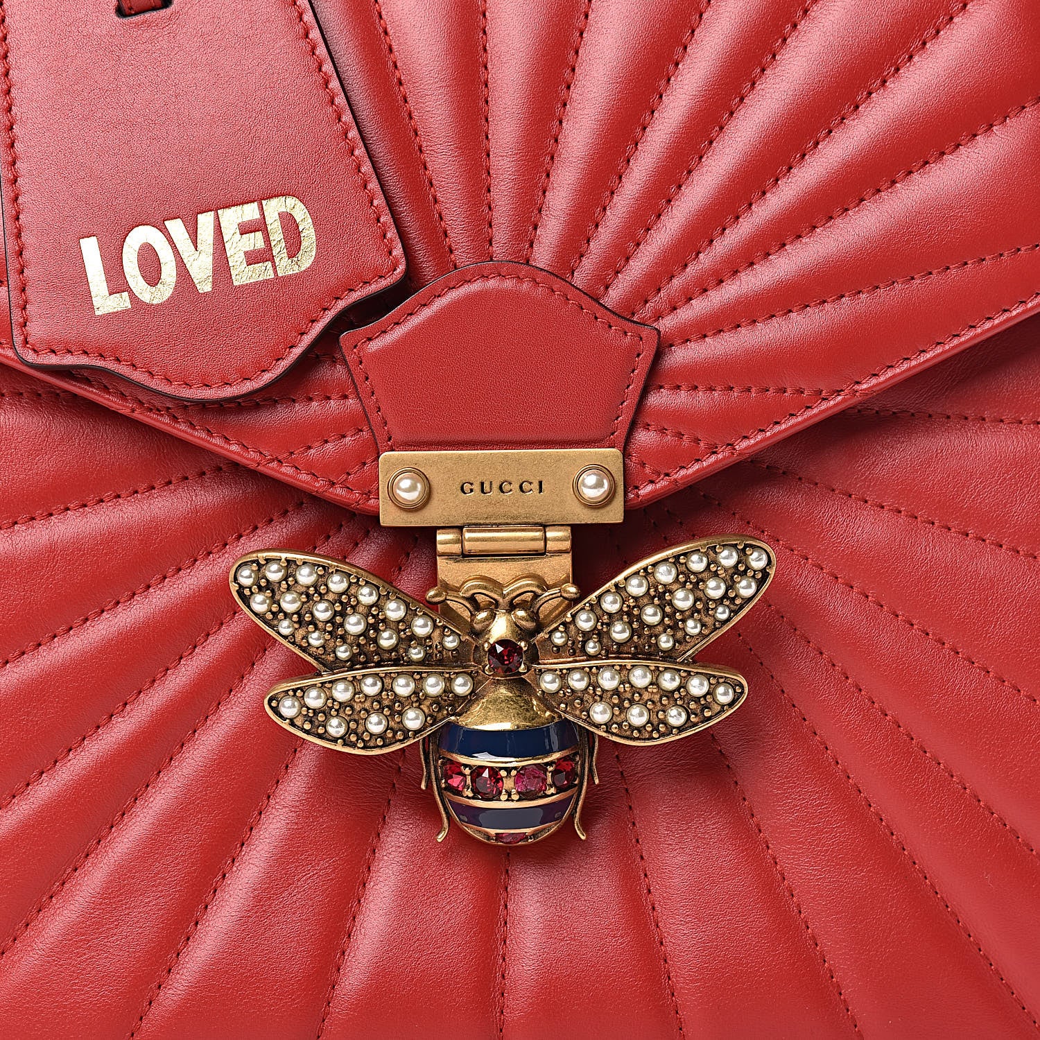 Gucci Calfskin Bamboo Trapuntata Queen Margaret Backpack Hibiscus Red 12 of 12