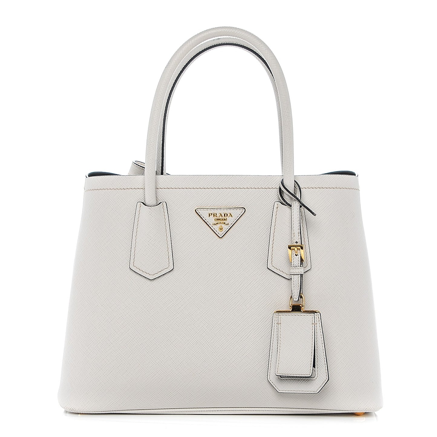 Saffiano Cuir Small Double Bag Talco Nero Black