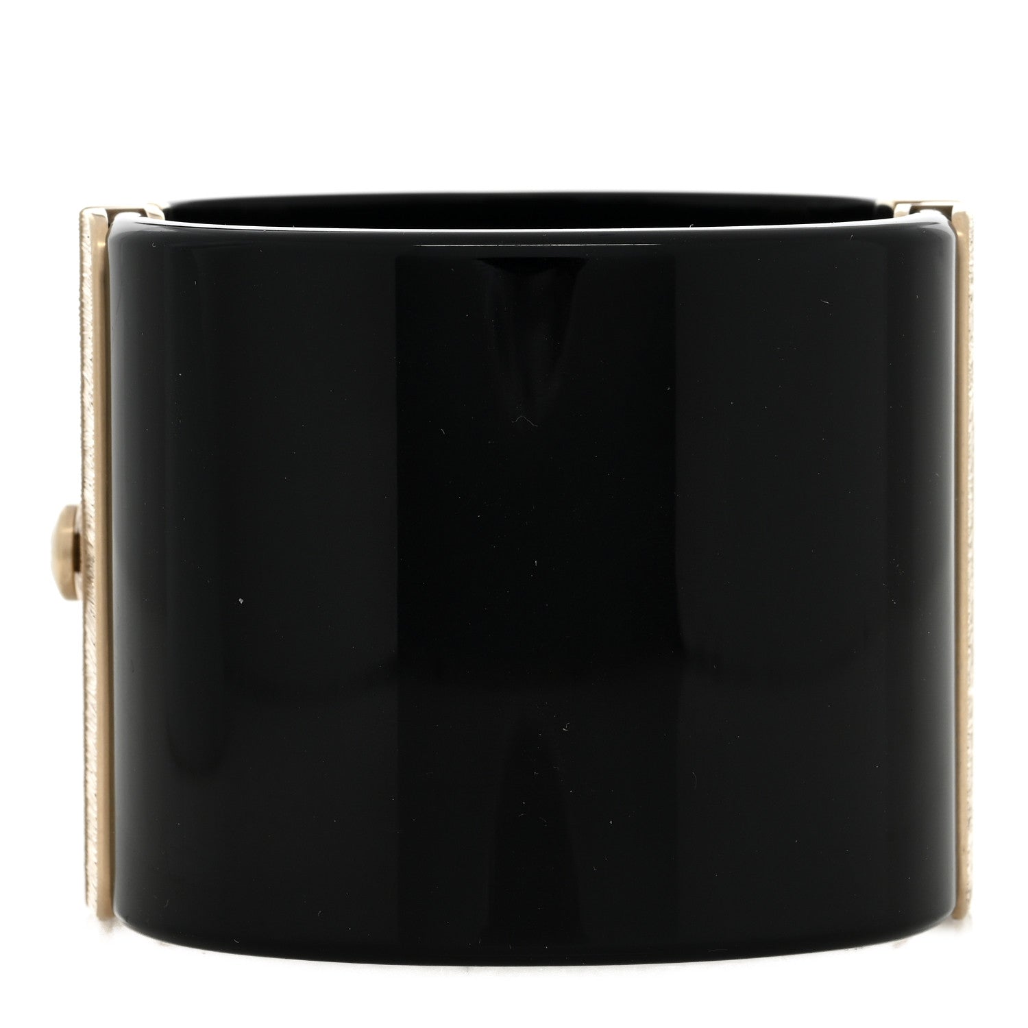 Chanel Resin CC Cuff Bracelet Gold Black 2 of 5
