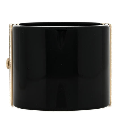 Chanel Resin CC Cuff Bracelet Gold Black 2 of 5