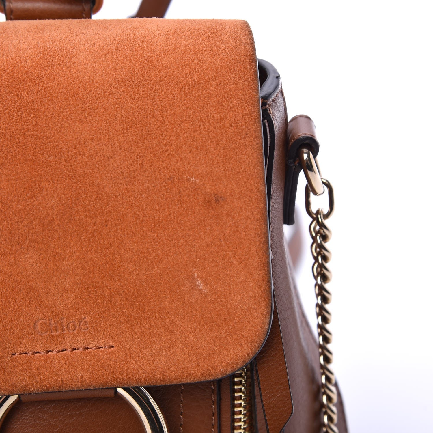 Chloe Suede Calfskin Mini Faye Backpack Tan 9 of 9