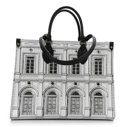 Louis Vuitton X FORNASETTI Calfskin Architettura Onthego MM Black White 1 of 8