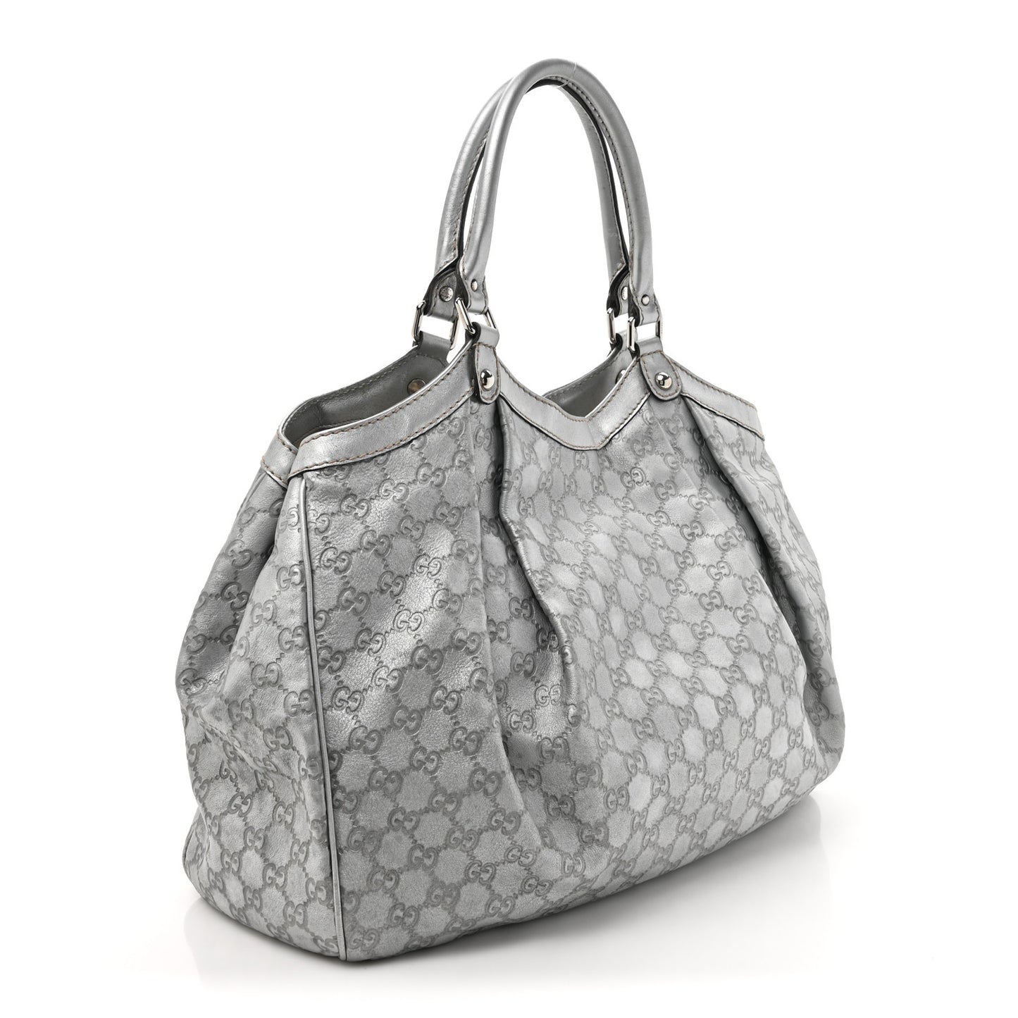 Guccissima Large Sukey Tote Silver