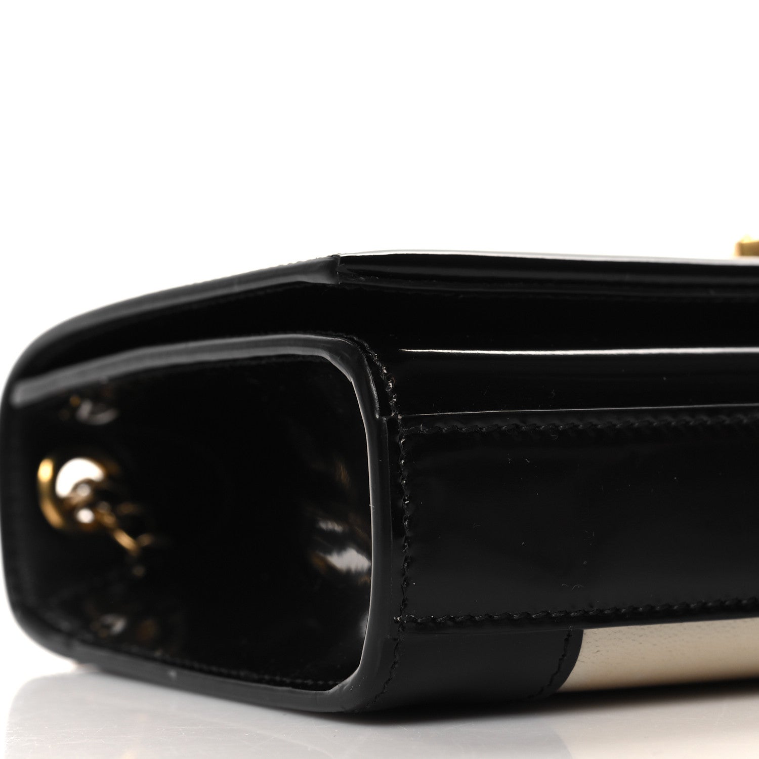 Saint Laurent Nappa Patent Calfskin Two-Toned Small Monogram Kate Satchel Alabastro Black 8 of 10