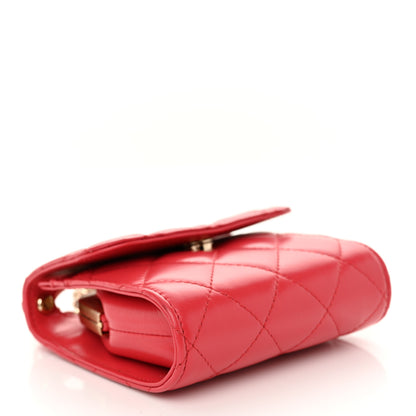 Chanel Shiny Calfskin Quilted Clutch With Chain Red 4 of 11