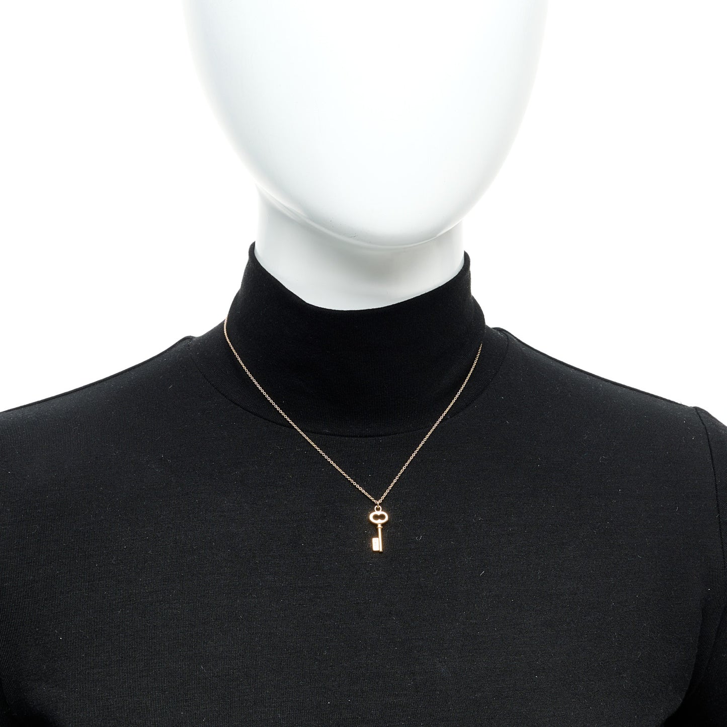 18K Rose Gold Mini Oval Key Pendant Necklace