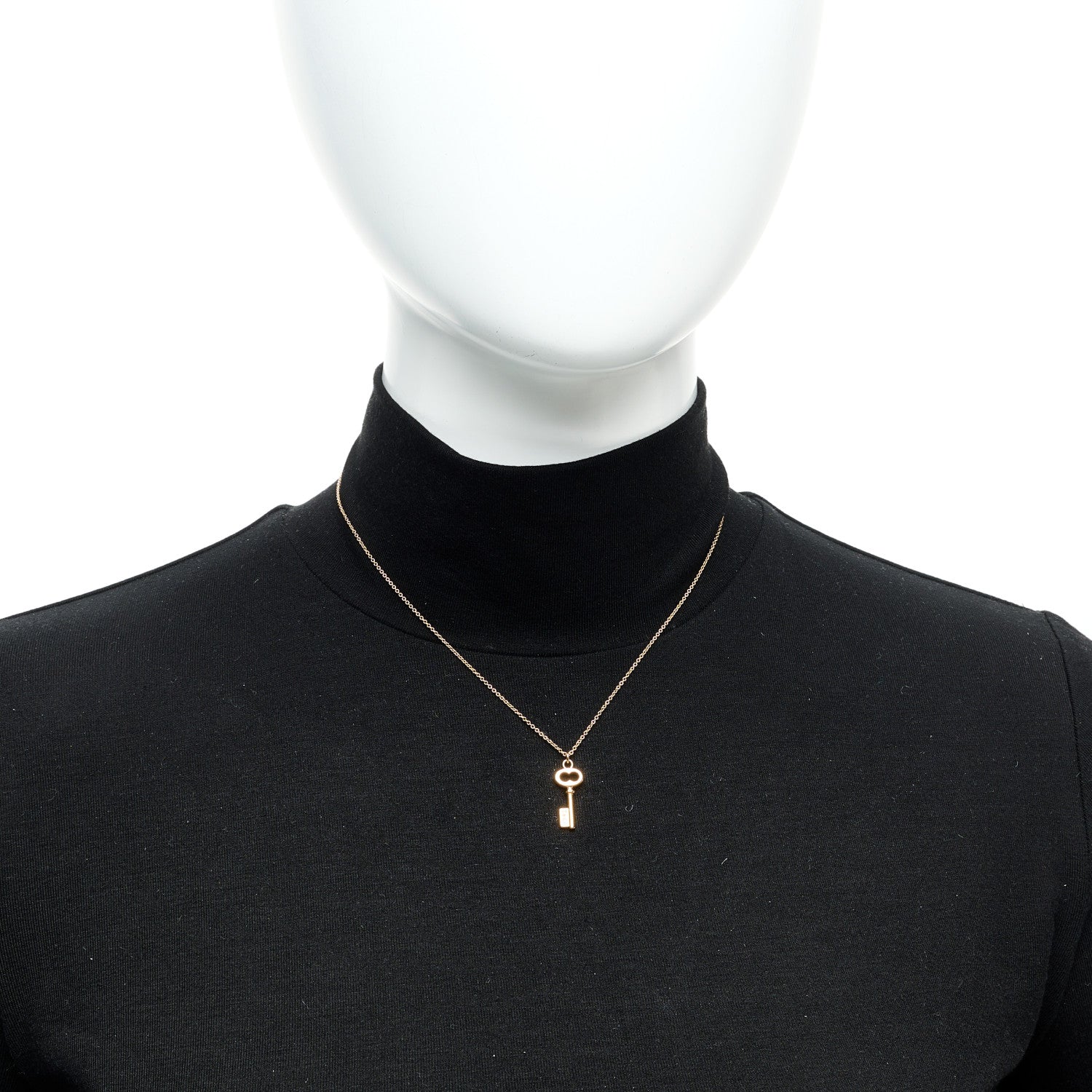 Tiffany 18K Rose Gold Mini Oval Key Pendant Necklace 7 of 7