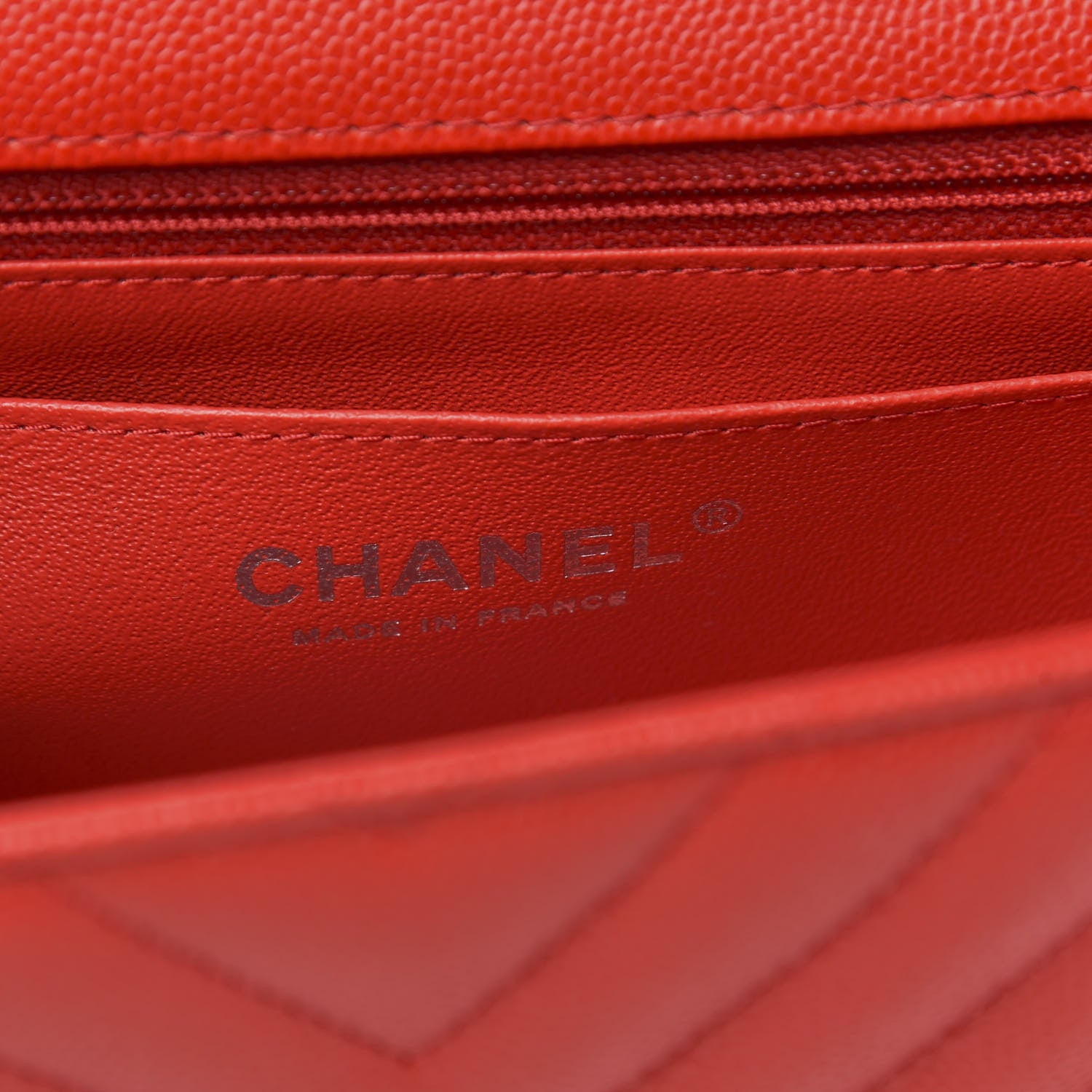 Chanel Caviar Chevron Quilted Mini Rectangular Flap Red 6 of 11