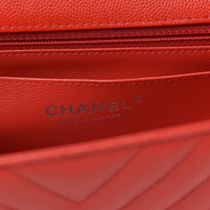 Chanel Caviar Chevron Quilted Mini Rectangular Flap Red 6 of 11