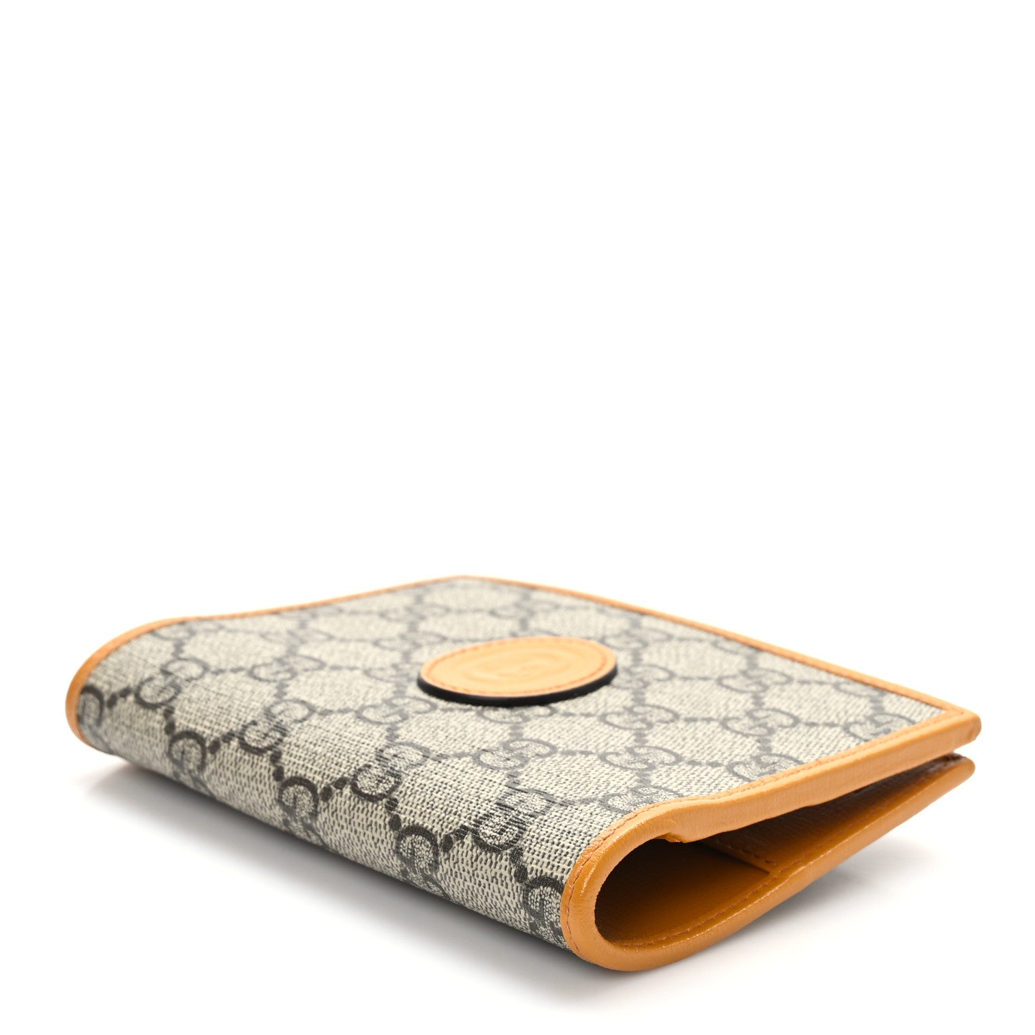 Gucci GG Supreme Monogram Textured Calfskin Retro Interlocking G Passport Case Beige Yellow 4 of 6