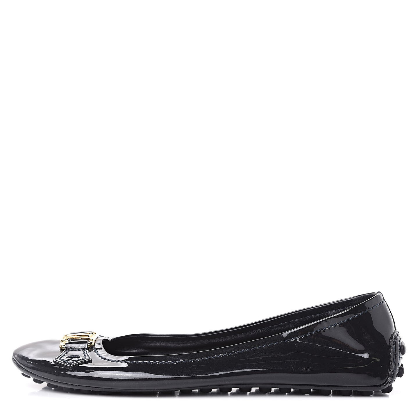 Patent Calfskin Oxford Ballerina Flats 40 Black