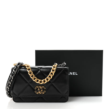 Chanel Lambskin Quilted Chanel 19 Wallet On Chain WOC Black 13 of 13