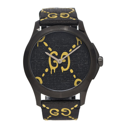 Gucci PVD Stainless Steel Canvas 38mm G-Timeless GucciGhost Quartz Watch Black 1 of 5