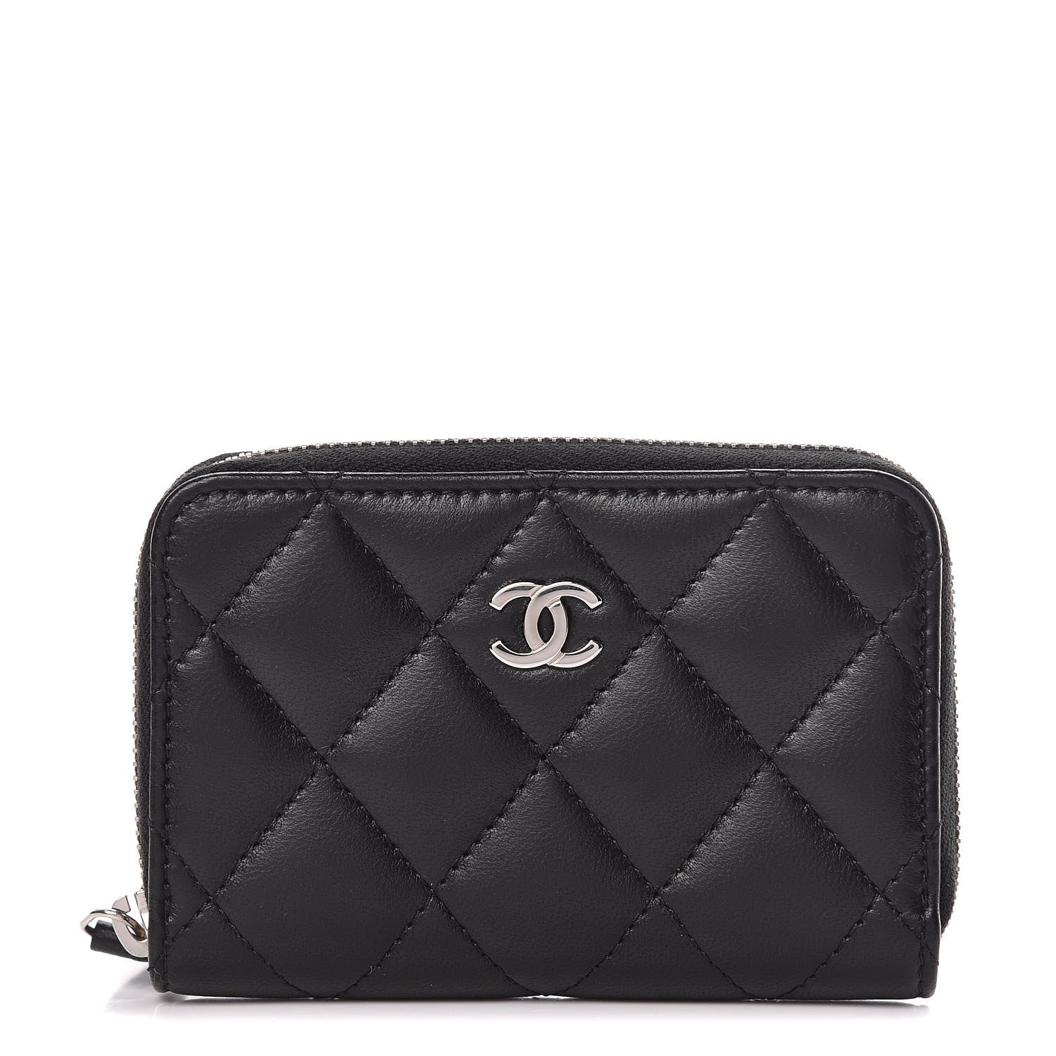 Chanel Lambskin Quilted Zip Coin Purse Black 1 of 8