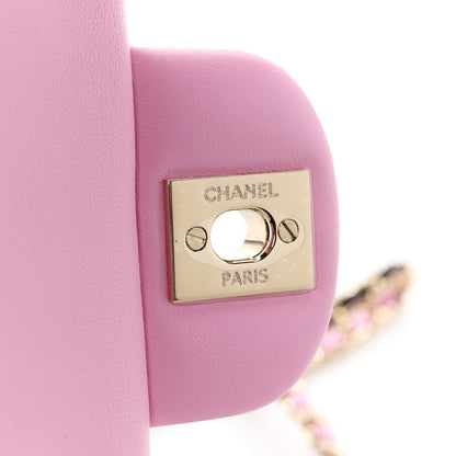 Chanel Lambskin Quilted Bi-Color Mini Top Handle Rectangular Flap Black Lilac 7 of 14