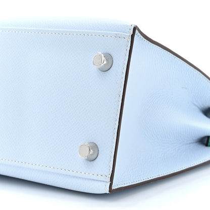 Hermes Epsom Tri-Color Kelly Sellier 25 Bleu Brume Vert Jade Gold 8 of 16
