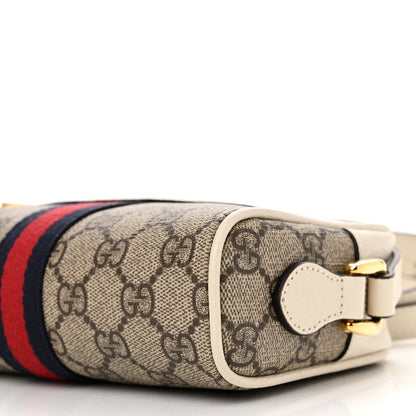Gucci GG Supreme Monogram Textured Calfskin Web Mini Ophidia Shoulder Bag Beige Ebony Mystic White 10 of 13