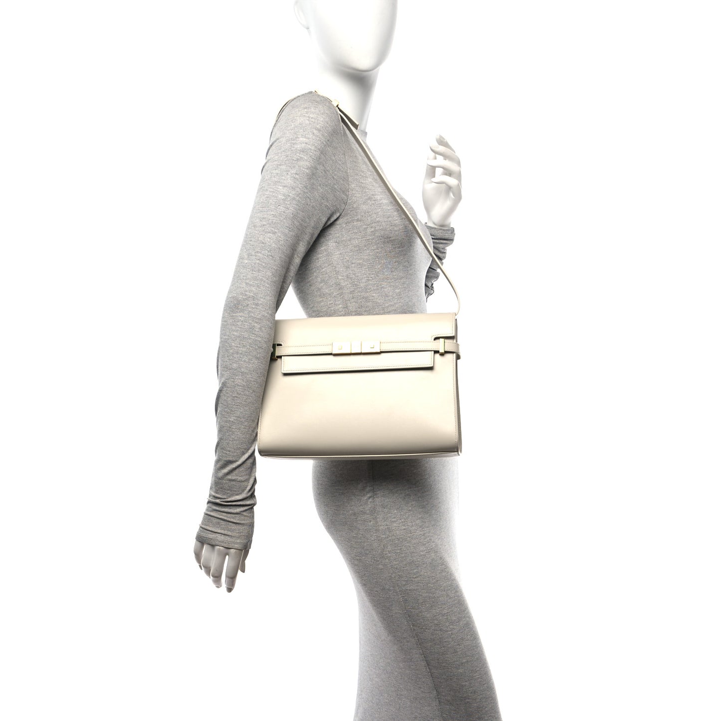 Smooth Calfskin Manhattan Shoulder Bag Crema Soft