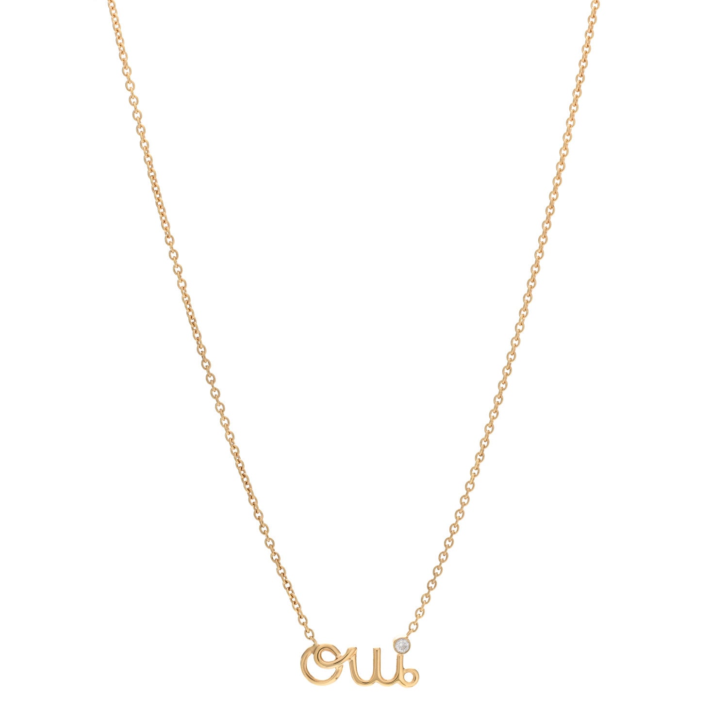 Christian Dior 18K Yellow Gold Diamond Oui Pendant Necklace 1 of 5