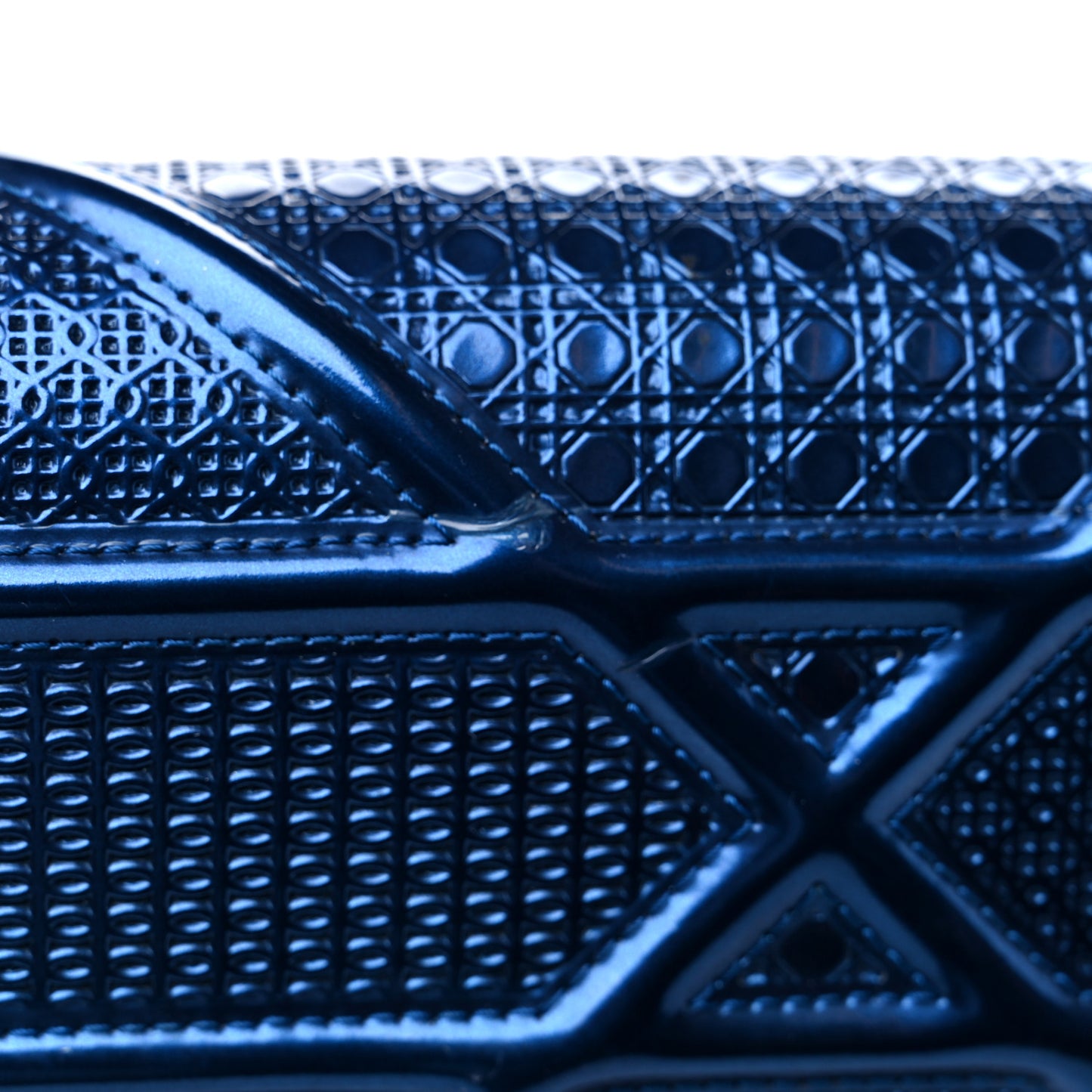 Metallic Patent Micro-Cannage Medium Diorama Flap Bag Blue