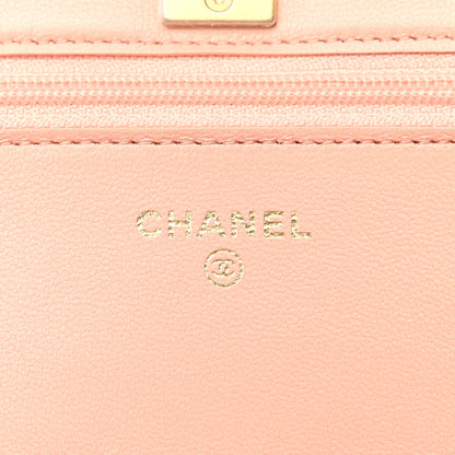 Chanel Lambskin Quilted Pearl Crush Wallet on Chain WOC Light Orange 6 of 11