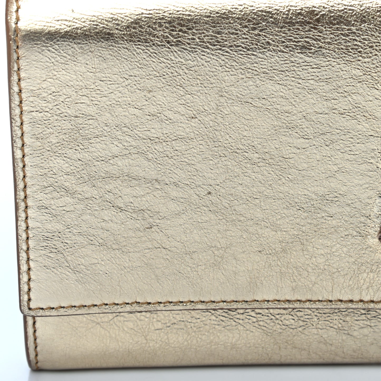 Metallic Textured Calfskin Monogram Small Belle De Jour Clutch Gold