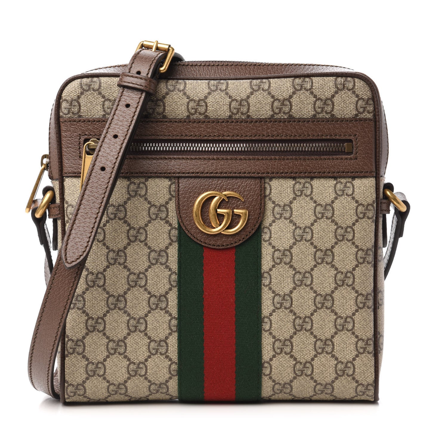 GG Supreme Monogram Web Small Ophidia Messenger Bag Brown