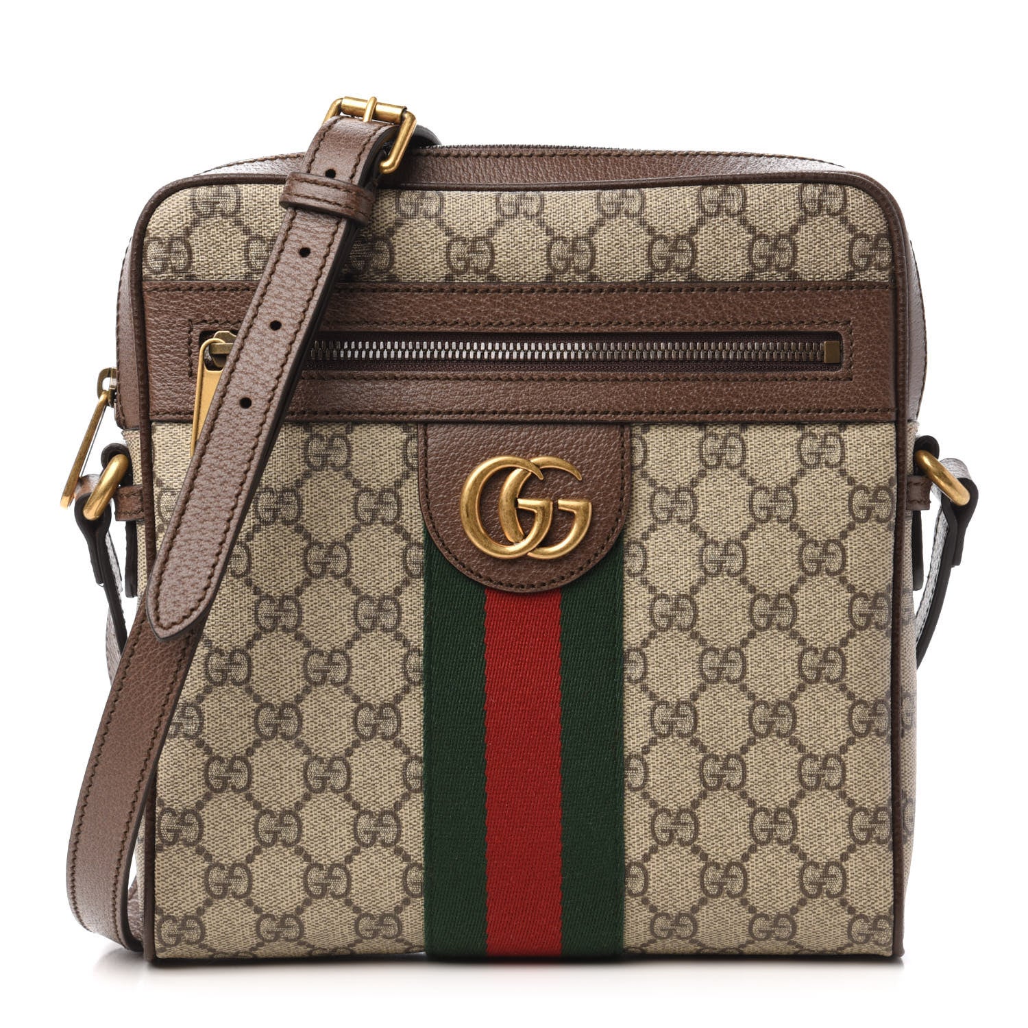 Gucci GG Supreme Monogram Web Small Ophidia Messenger Bag Brown 1 of 11