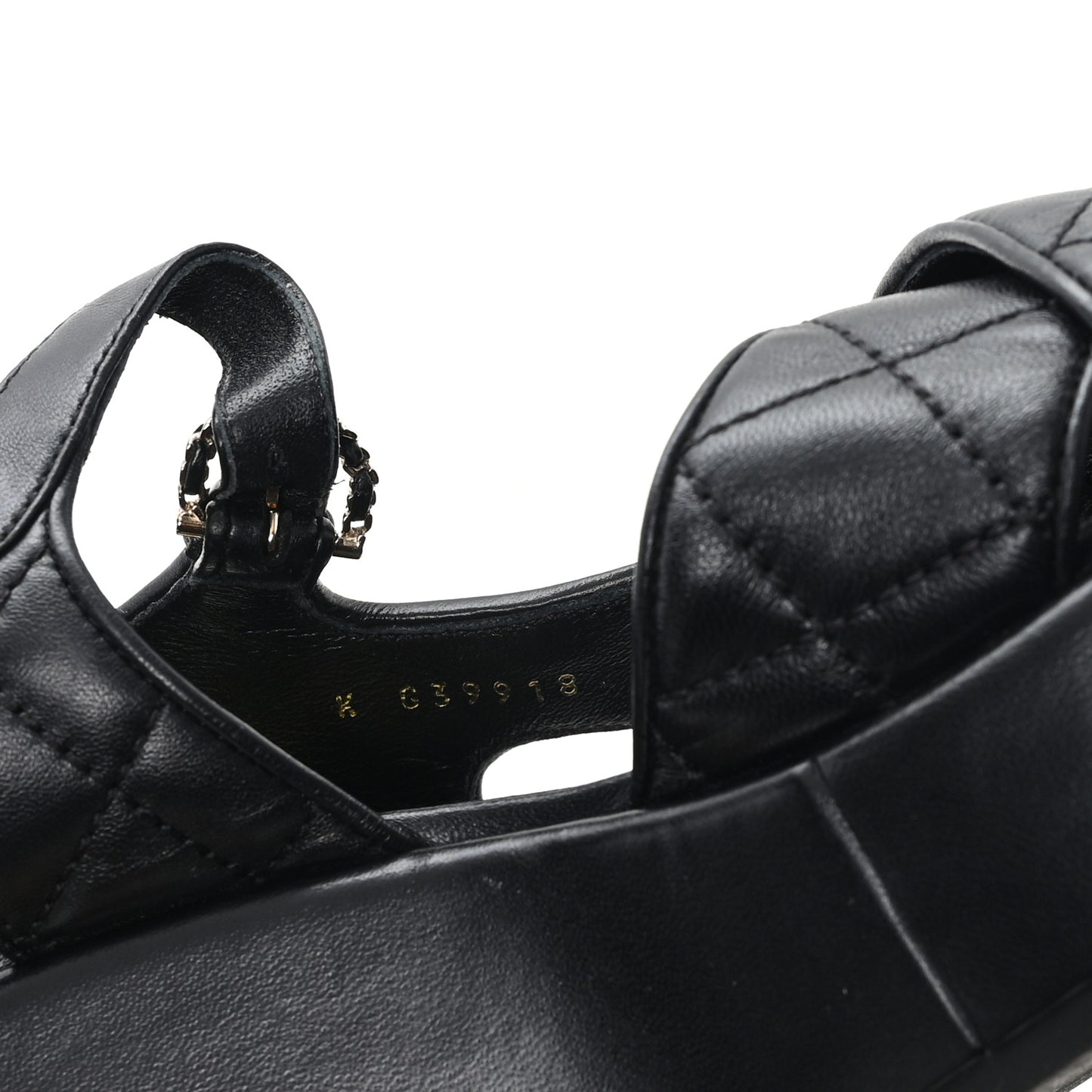 Lambskin Quilted CC Platform Sandals 37.5 Black