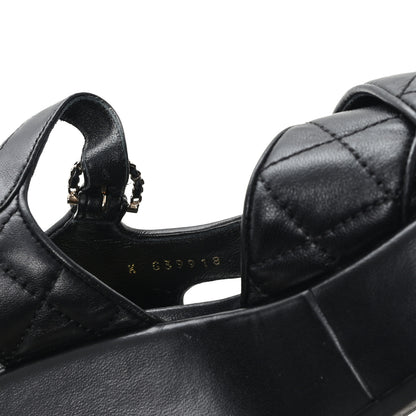 Chanel Lambskin Quilted CC Platform Sandals 37.5 Black 9 of 9