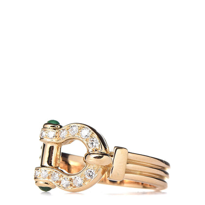 Van Cleef & Arpels 18K Yellow Gold Diamond Emerald Buckle Ring 49 5 3 of 6