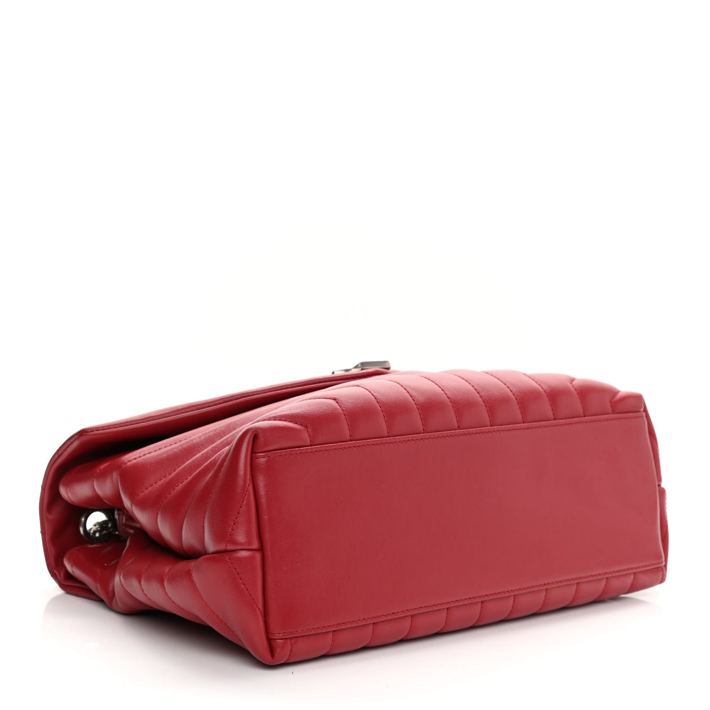 Calfskin Y Quilted Monogram Medium Loulou Chain Satchel Lipstick Red