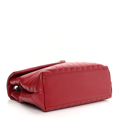 Saint Laurent Calfskin Y Quilted Monogram Medium Loulou Chain Satchel Lipstick Red 4 of 8