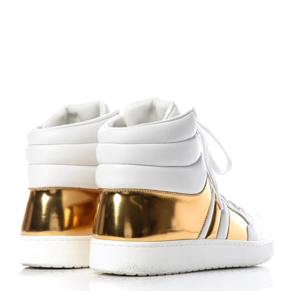Gucci Calfskin Miro Soft Mens Glow Light High Top Sneakers 8.5 White Gold 4 of 16
