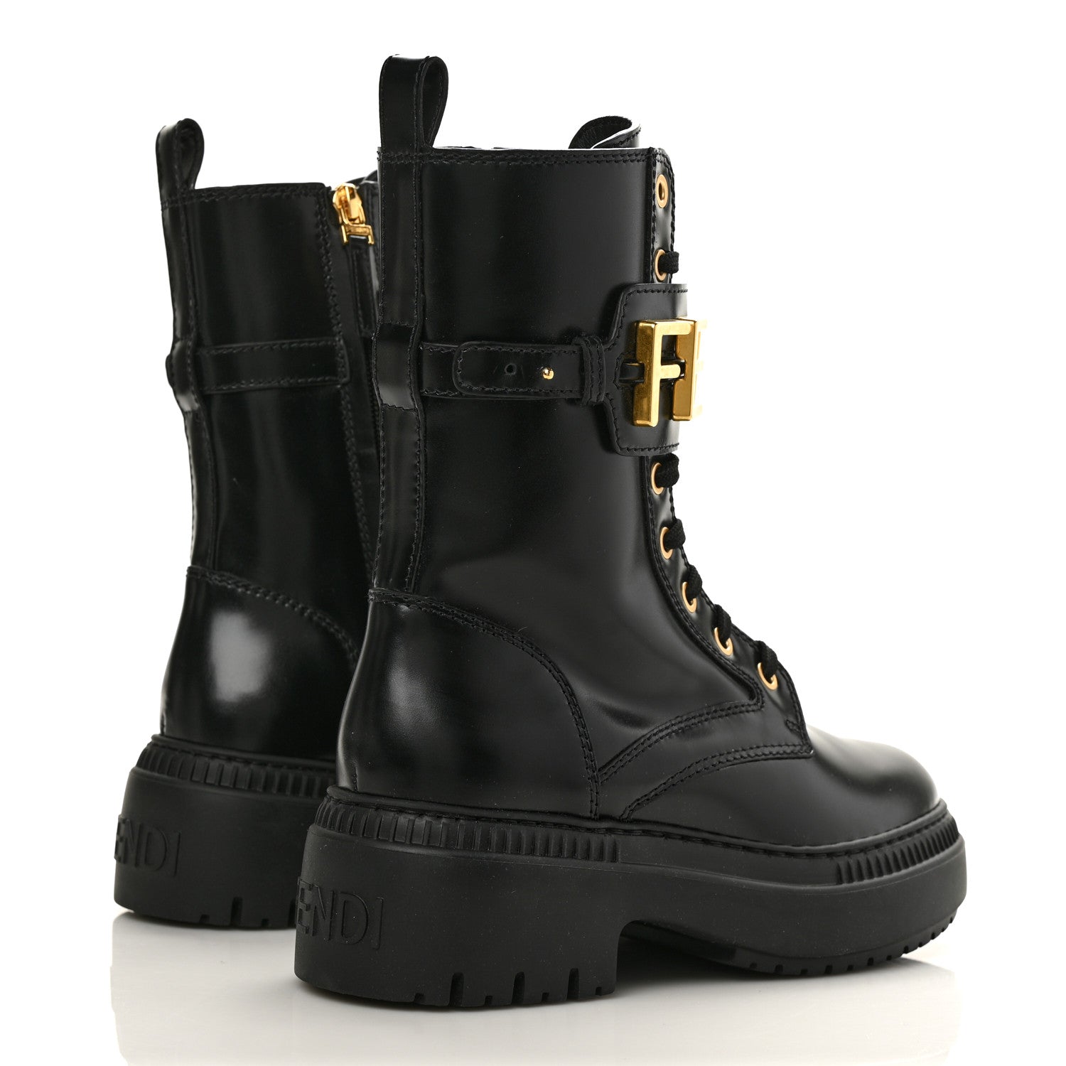 Fendi Vitello Abrasivato Fendigraphy 50mm Biker Boots 36 Black 4 of 9