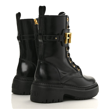 Fendi Vitello Abrasivato Fendigraphy 50mm Biker Boots 36 Black 4 of 9