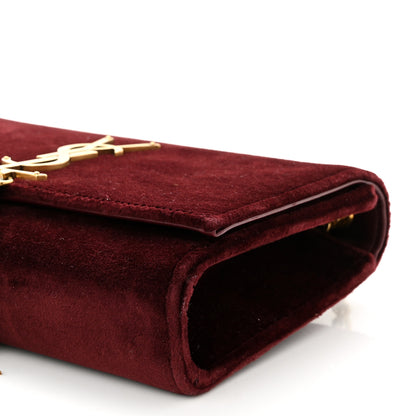 Saint Laurent Velvet Small Classic Monogram Kate Tassel Satchel Burgundy 9 of 10