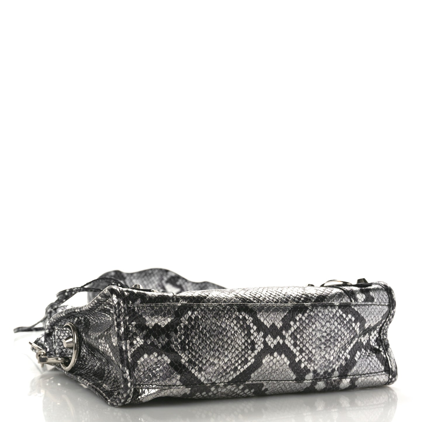 Metallic Calfskin Snakeskin Embossed Classic Silver Hardware Mini City Silver
