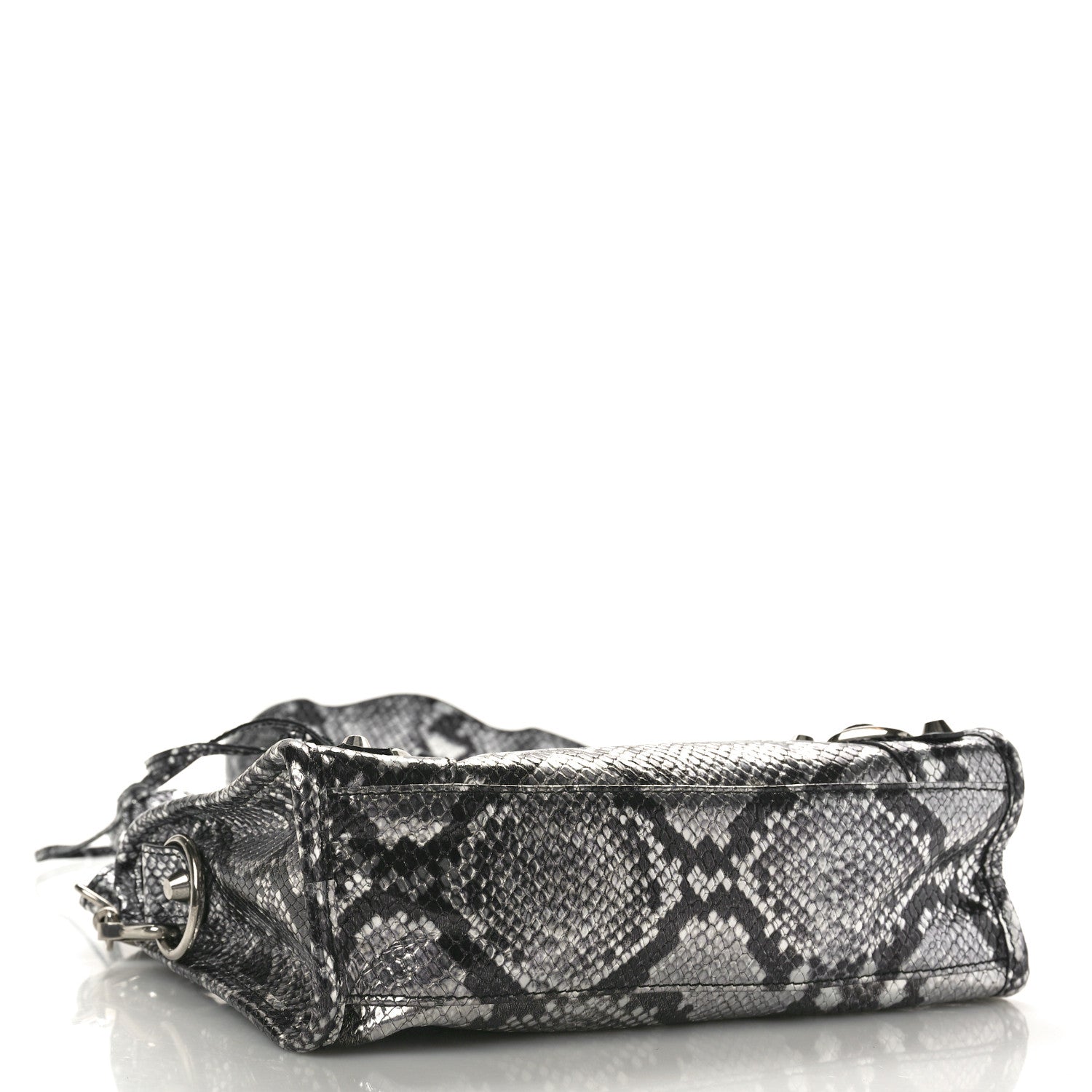 Balenciaga Metallic Calfskin Snakeskin Embossed Classic Silver Hardware Mini City Silver 5 of 11