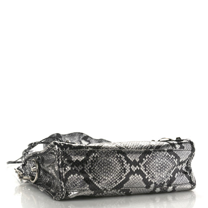 Balenciaga Metallic Calfskin Snakeskin Embossed Classic Silver Hardware Mini City Silver 5 of 11