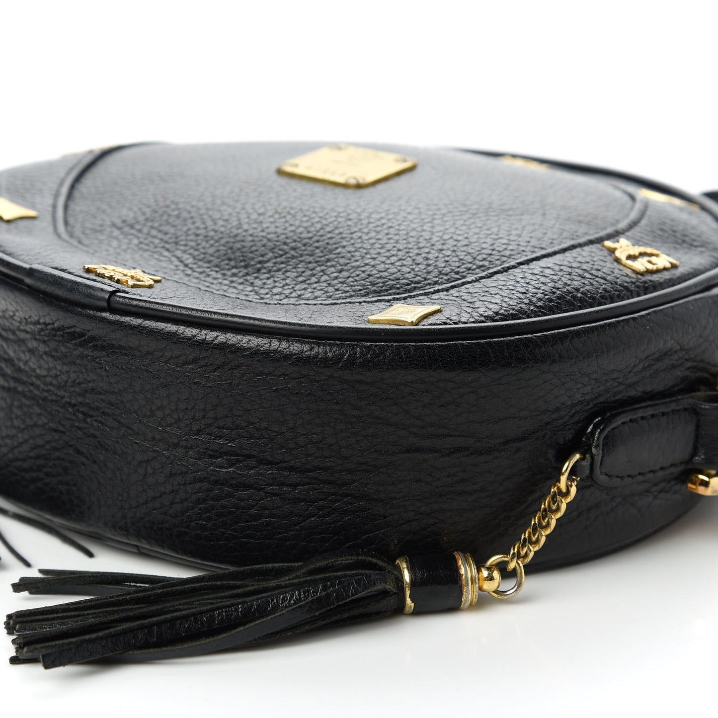 Grained Calfskin Studded Heritage Tambourine Black