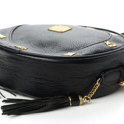MCM Grained Calfskin Studded Heritage Tambourine Black 7 of 10