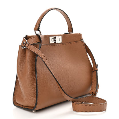 Fendi Cuoio Romano Selleria Bi-Color Medium Peekaboo Iconic Satchel Mou Milk 3 of 10
